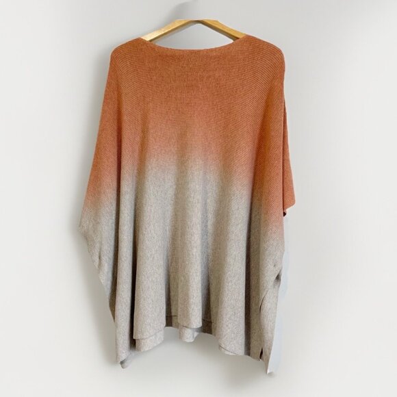 Pure Jill Women’s Ombre Poncho Sweater One Size Boho Coastal Fall Quiet Luxury - Picture 5 of 6